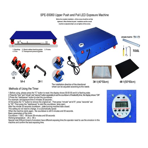110V Movable LED Ultraviolet Exposure Unit for Screen Print w/Timer 19.6×23.6'' - Picture 15 of 15