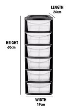 SMALL TOWER UNIT PLASTIC DRAWERS -STORAGE DESKTOP ORGANIZER - MINI - 6 DRAWERS