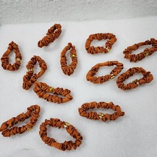 12 Pcs Satin Hair Scrunchies Bracelet Ponytail, Golden Brown