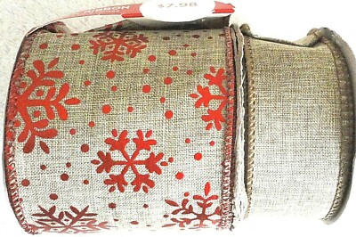 Holiday Time 2 Pack Snowflake Gold & Red/ Solid Gold Christmas Ribbon  New