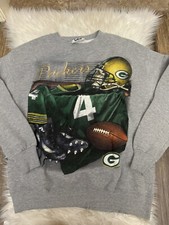 Lee Sport Vintage Green Bay Packers Brett Favre 4 Size Med USA Gray Sweatshirt