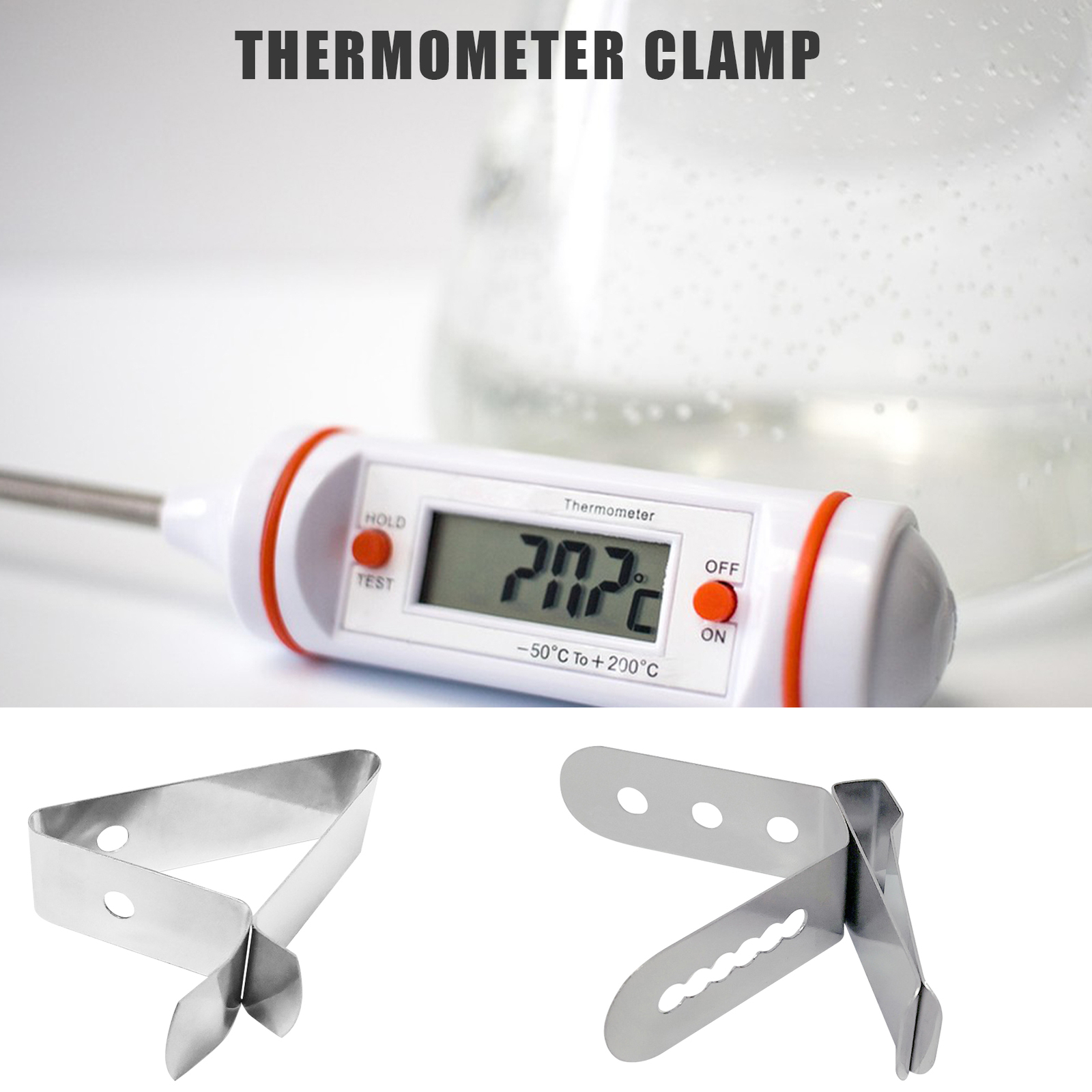 2pcs Meat Thermometer Probe Clip for Grill/ Oven Ambient Temp Sensor Clip-image