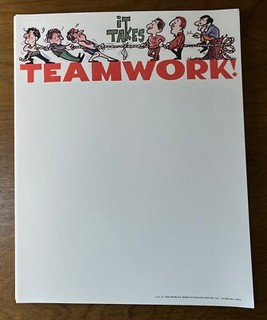 vintage 1960s 1970s novelty stationary letterhead paper "It Takes Teamwork"