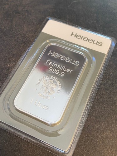 Silberbarren 1 oz Heraeus Silber Barren 999.9 im original Blister - Bild 3 von 4