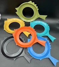 Vintage Plate-Mate MCM Plastic Fish Shaped Paper Plate Holders 6 BBQ RV Picnic