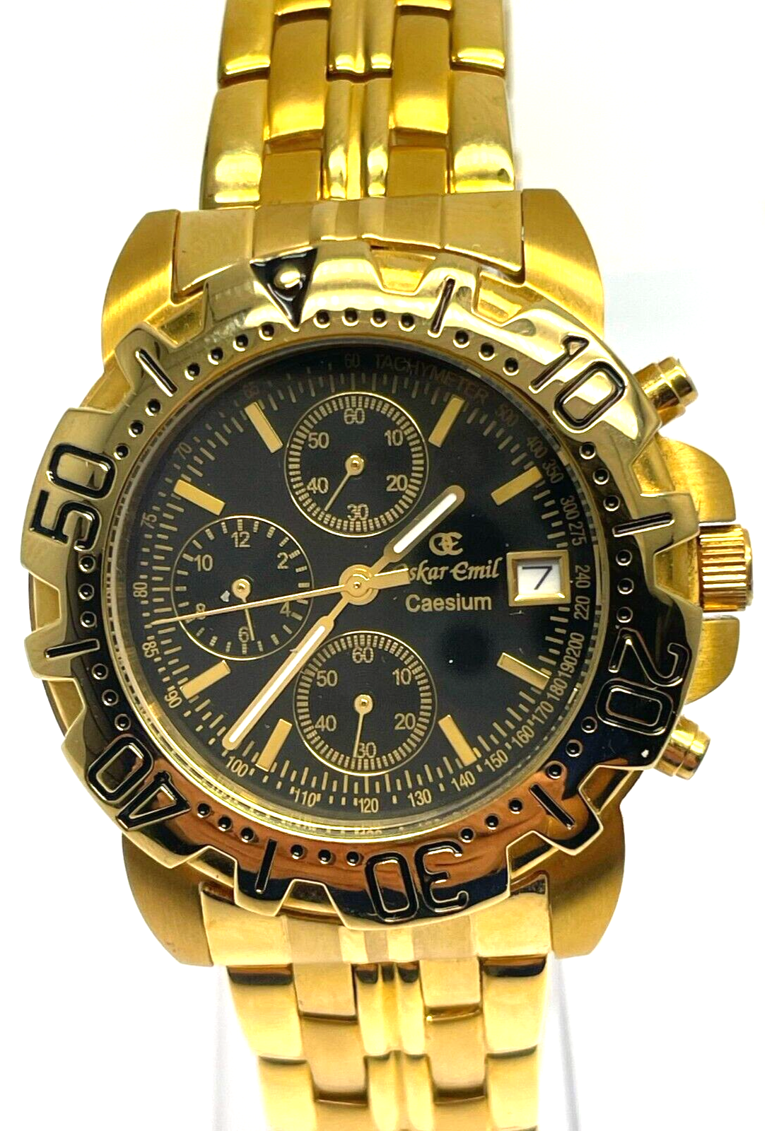 Oskar Emil Limited Edition Caesium Gold Tone Chronograph Quartz Watch Preowned