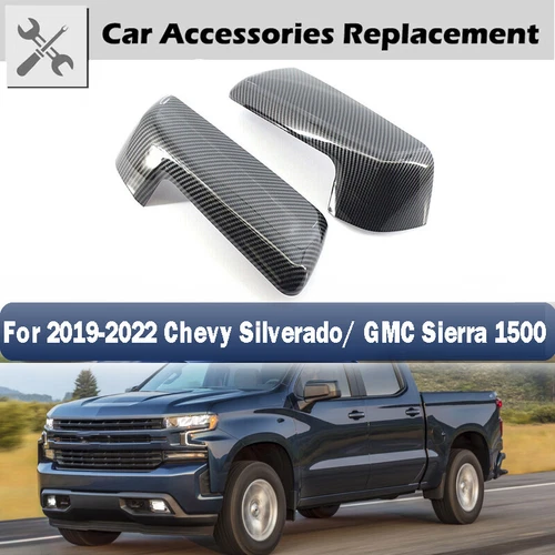 Carbon Fiber Top half Mirror Cover Trim for 2019-2024 Chevy Silverado+GMC Sierra