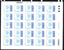 GB QEII 2002 M22L 1p MACHIN SHEET OF 25 BAR CODED STAMPS. SAPHIRE BLUE MISC84-1