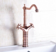 Red Copper Bathroom Sink Basin Faucet Single Hole Lavatory Vanity Mixer Tap