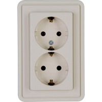 Kopp - Schutzkontakt-Steckdose, 2-Fach, KomplettgeräT, Cremeweiß - 118301084