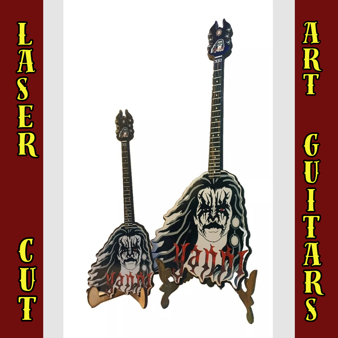 Black metal yanni digital laser cut art guitar print unique decor greek humor