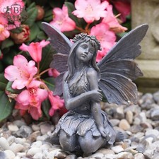 Flower Fairy A Statue Bronze Finish | Nymph Indoor + Garden Decoration Ornament