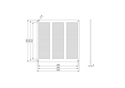 300mm X 300mm Black Metal Air Vent Grille – Fly Screen, Flat Louvre Duct Cover