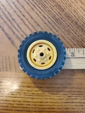 Vintage Wyandotte Semi Truck Tractor Trailer Pressed Steel Toy Tire Yellow Rim