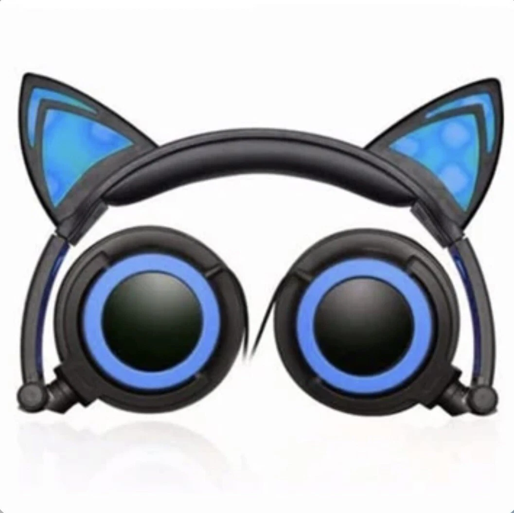 Kirkegård sandhed podning HYPE Cat Ear LED Headphones with Mic in Blue | eBay