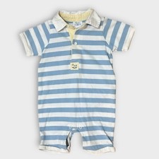 Vintage Chaps Bodysuit Striped Blue White Size 9M