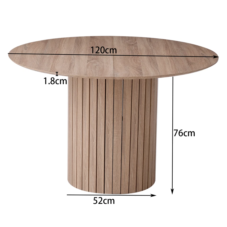 Pack de 1 Mesa de Comedor de Centro de Madera Maciza Redonda Marrón claro - Imagen 4 de 4