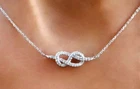 Infinity Love Knot Sapphire Necklace in Sterling Silver with Link Chain 18" inch