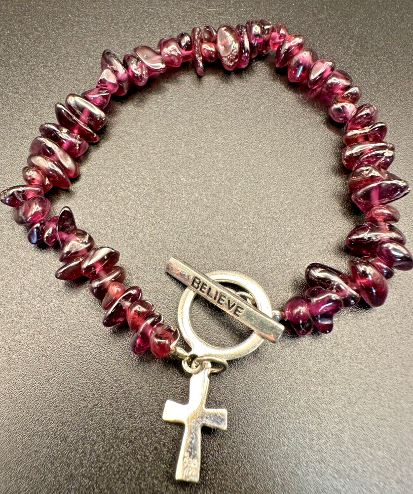Signed Marsala Beaded 925 Believe Bracelet Signed Marsala Beaded 925 Believe Bracelet