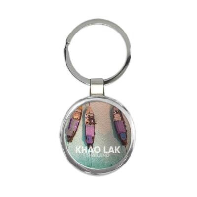 Khao Lak Thailand : Gift Round Keychain Thai Boats Photographic Travel Souvenir