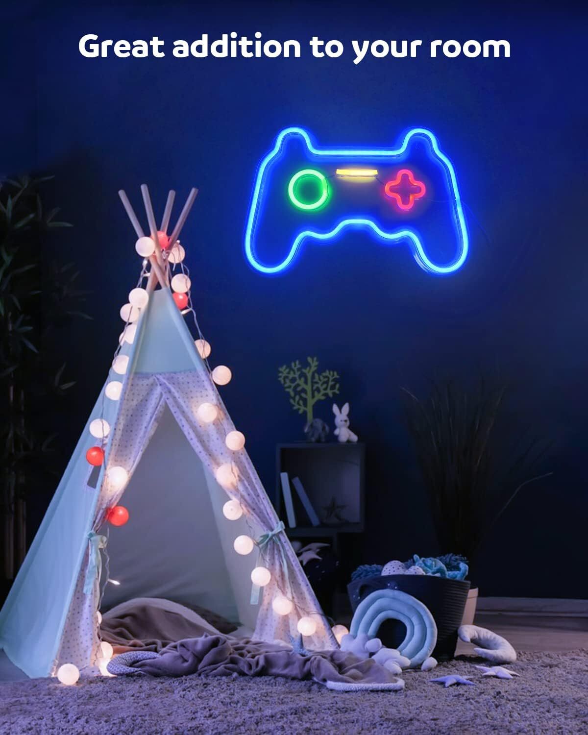 USB Powered Gamepad Large Neon Sign Lights LED Gaming Controller Night