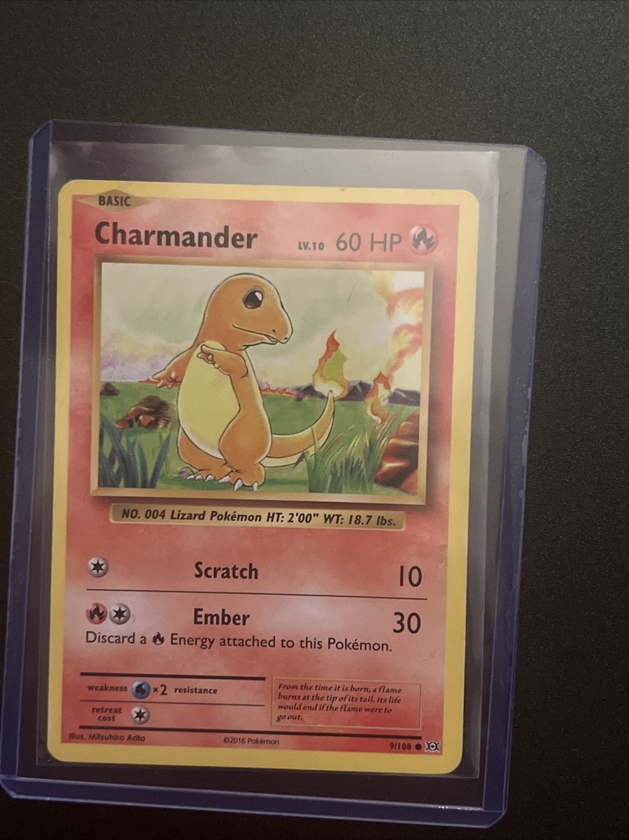 POKEMON CARD - RARE CHARMANDER - 60 HP - 9/108 - 2016 POKEMON CARD - RARE CHARMANDER - 60 HP - 9/108 - 2016