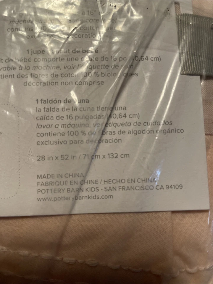 NUEVO CON ETIQUETAS Pottery Barn Baby Sadie Volantes Orgánica Cuna Falda Rubor Rosa Foto 4 de 4