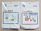 Lot Of 2 Dritz Count Cross Stitch Kits "In The Kitchen" & "Making Bread" - New