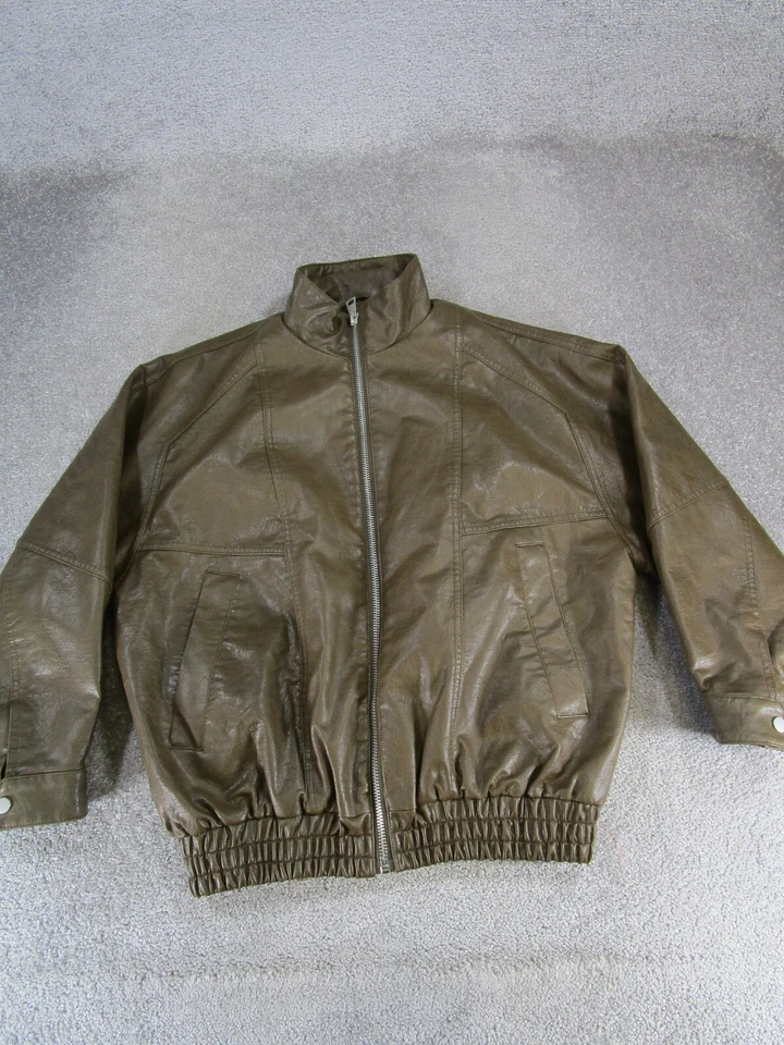 Topshop Jacket Womens Xs Us 0-2 Brown Faux Leather Vintage Look - Image 2 of 4