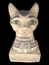 RARE ANTIQUE ANCIENT EGYPTIAN Statue Stone of bust Head Goddess Cat Bast Bastet