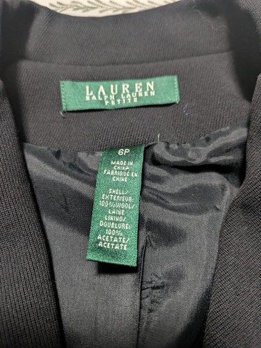 Lauren Ralph Lauren Blazer Jacke Wolle Goldknöpfe Schwarz Größe 6P - Bild 7 von 13