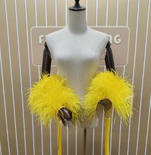 Black Puffy Detachable Ostrich Feather Sleeves Party Gloves Bridal Accessories