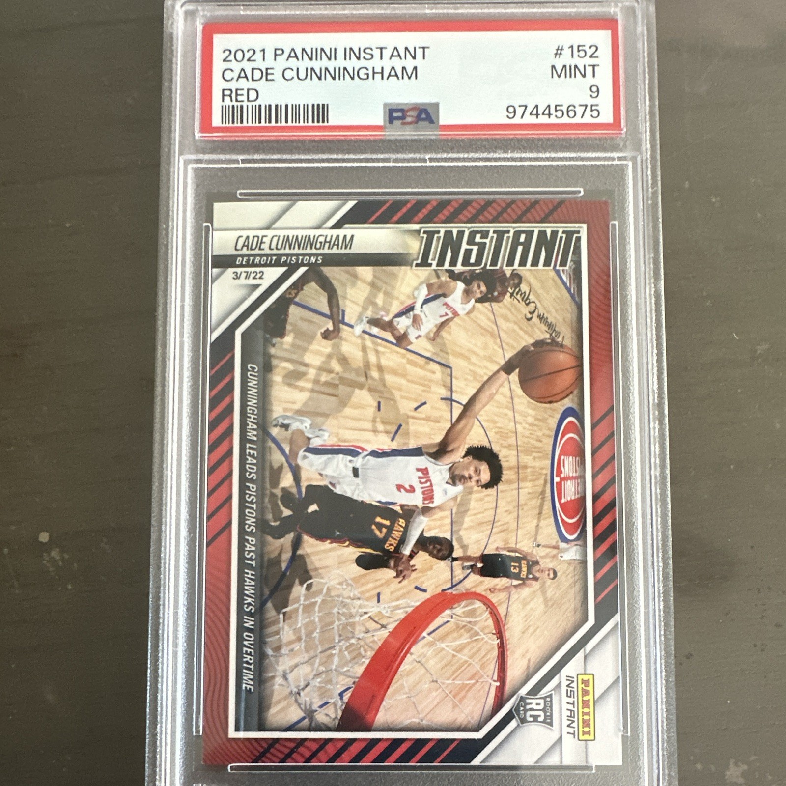 Panini 2021-22 Instant Cade Cunningham RC Red #152 /99 Auto PSA 9 97445675 view 1