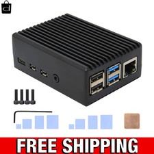 Sleek Black Aluminum Raspberry Pi 4 Case with Passive Cooling Technology - P173