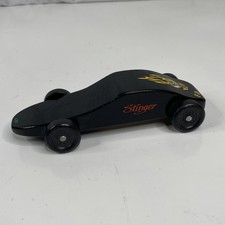 Vintage Pinewood Derby Race Car Wooden Handpainted Black Flames Boy Scouts 7"
