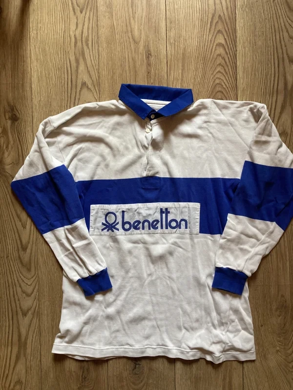 Vintage 80's Benetton Rugby Shirt size L.