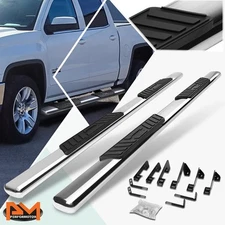 For 01-14 Silverado/Sierra Crew Oval 5" Side Step Nerf Bar Running Board Chrome