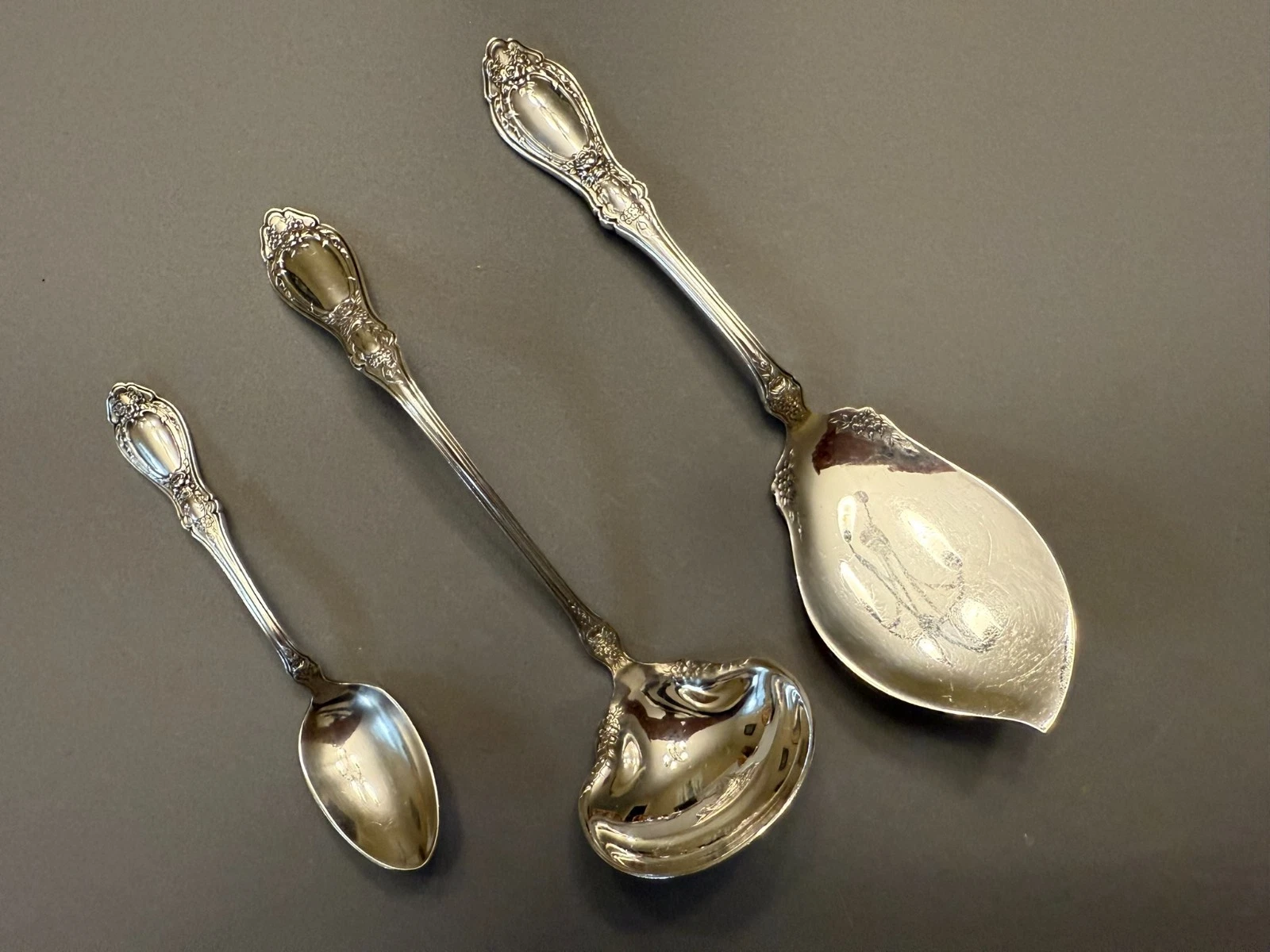 SHARON by 1847 Rogers Bros Silverplate DEMITASSE, SAUCE LADLE AND JELLY 1910