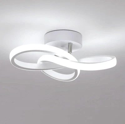 Plafoniera LED Moderna Dorlink – 24W, 2160LM, 6500K Bianco Freddo, Design A Onde Sfalsate In Argento, 46 Cm, Per Camera E Soggiorno