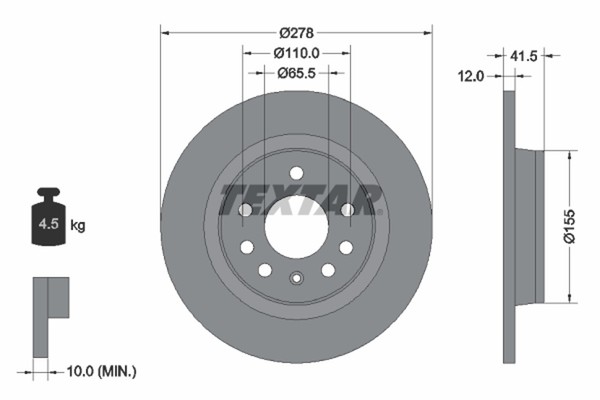 2X Textar Bremsscheibe PRO 92118503 FüR Opel Saab Vectra Signum CC Z03 Fiat YS3F-image