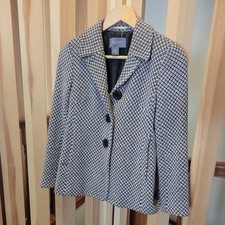 Ann Taylor Blazer Jacket Medium Weight Pea Coat Brown  Ivory XXSP
