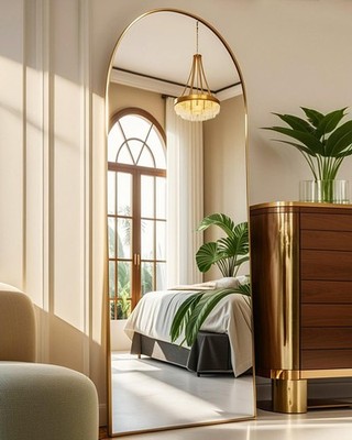 58''x18'' Arched Full Length Mirror, Floor Mirror With Stand, Freestanding,Wall...