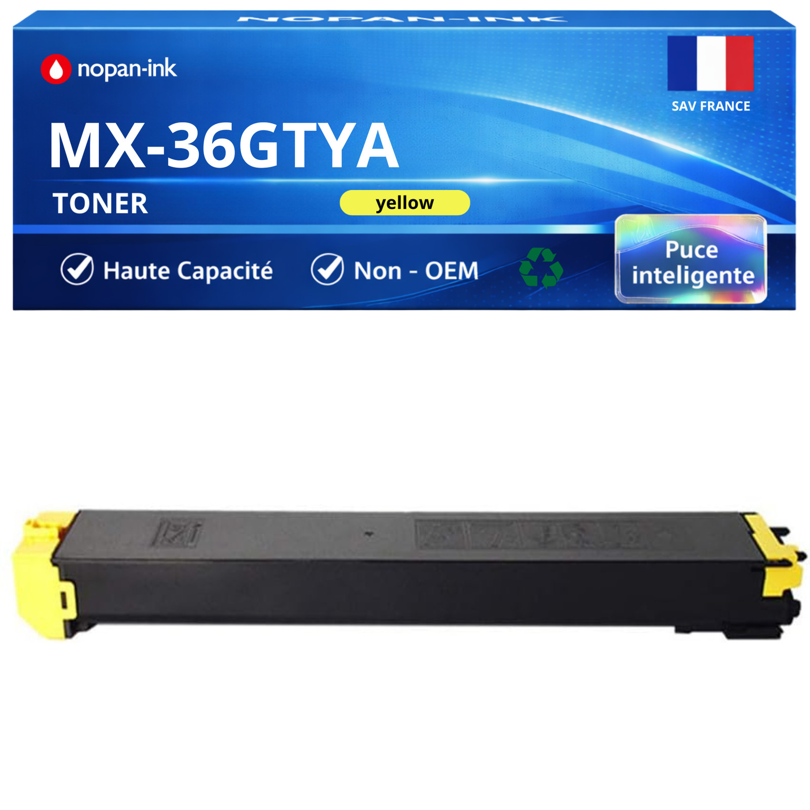 Toner jaune Sharp MX36GTYA compatible de 15000 pages pour imprimante laser de bureau
