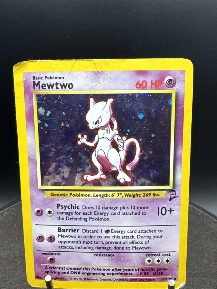 Mewtwo Base Set 2 WoTC 10/130 Holo Rare SWIRL - Image 2 of 4
