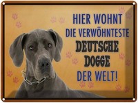 Blechschild 30X40 Cm Hund Hier Wohnt Deutsche Dogge Deko Geschenk Metall Schild