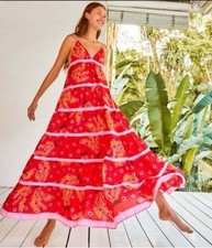 FARM Rio Tropical Banana Striped Maxi Dress Women’s Size M