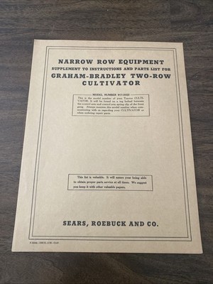 Graham-Bradley Two-Row Cultivator Manual May 1939