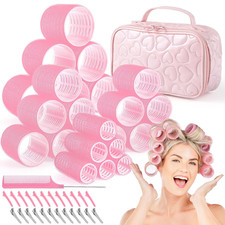 4 Sizes Hair Rollers with Gift Makeup Bag, Rollers Hair Curlers for Long, Short