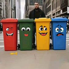 4Sheets Cartoon Face Stickers Self Adhesive Removable Funny Wall Trash Can Decor