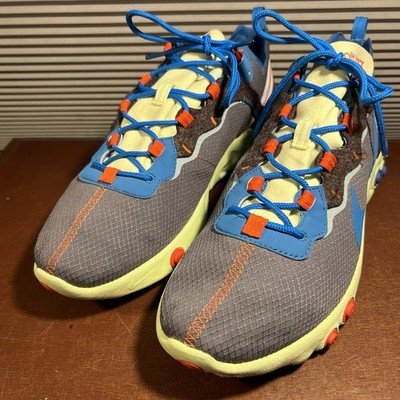 Nike React Element 55 SE Volt Men s Size 11.5 Stardust Blue/Gray/Yellow Shoes